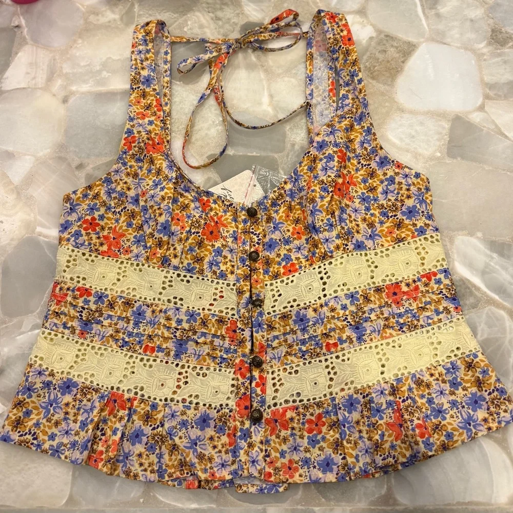 Free People Revolve Kiana Lace Printed Tank - NWT! - Picture 3 of 8